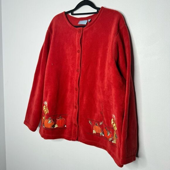Croft & barrow fall fleece button up cardigan size 1X - Picture 2 of 7